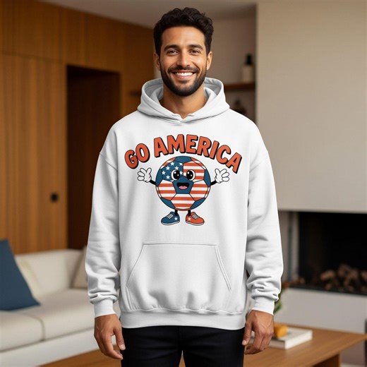 Go America Hoodie, Patriotic Soccer, USA Pride, Fourth of July Gift, Cute American Flag Hoodie, Unisex Hoodie - Etsy