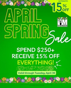  Spring Has Sprung  Grab this deal all month long in April 2024.  Enjoy 15% off automatically when you add $250+ to your . This covers EVERYTHING on our site including the Pro Shop Category - which doesn't happen often! #iambowling #bowling #spring #ilovebowling | Logo Infusion Inc | Facebook