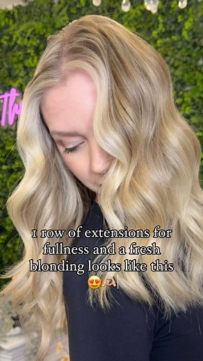 2.9K views · 32 reactions | Sometimes, a gal just wants 1 row of #voguepearl and a fresh blonde, and @tiffschair came to deliver! Amazing what only 1 row of extensions can deliver not only for your hairs fullness, but for your confidence as well! Still a few more days to save $50 when you spend $500 or more at @thextensionist ! Check our feed and screengrab the offer to redeem in salon 﫶殺 | The Extensionist | Facebook