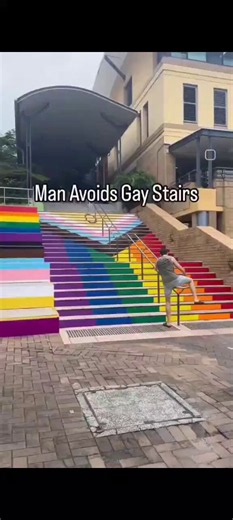 Man avoids “gay stairs” by dry humping a pole and bouncing up and down on it 🤷🏻‍♂️