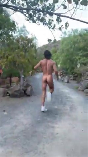 Streaking cute guy