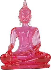 BUDDHO Buddha overcoming Temptations Buddha Statue 4" H. Poly Resin Thai Buddha Statue for Home Decor Buddha Decor Buddha Gift Buddha Altar (Pink)