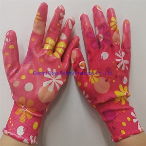 [Hot Item] Clear Nitrile Coated Garden Gloves Protective Hand Safety Working Gloves /Work Gloves