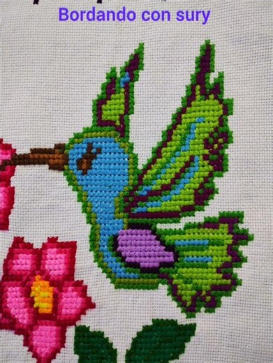 💚Hummingbird in cross stitch 🩵