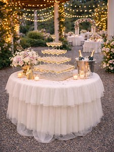Champagne Tower, Sweetheart Table, and Events, Tiered Ruffle Round Tablecloth for Wedding Cake Table - Etsy