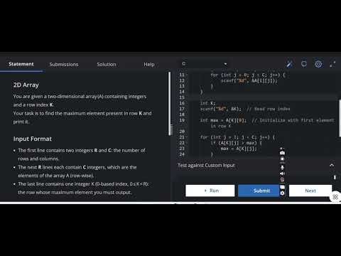 CodeChef Problem: Find Maximum Element in a Specific Row | Matrix Problem Explained 🔥💻