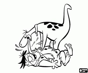 Greeting from Dino to Fred Flintstone coloring page printable game