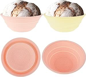 2Pcs Bread Proofing Basket Silicone, Collapsible Sourdough Bread Baking Supplies Dough Proofing Bowl Containers Oven Safe Baking Gifts for Bakers, 9inchs (A)