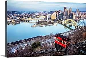 CANVAS ON DEMAND Pittsburgh Skyline with Point State Park Canvas Wall Art Print by Circle Capture, Home Decor, United States Artwork,18" x12in