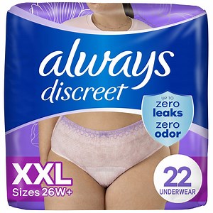 Always Discreet Adult Incontinence & Postpartum Underwear for Women XXL (250-400 lbs), Rosy Rosy