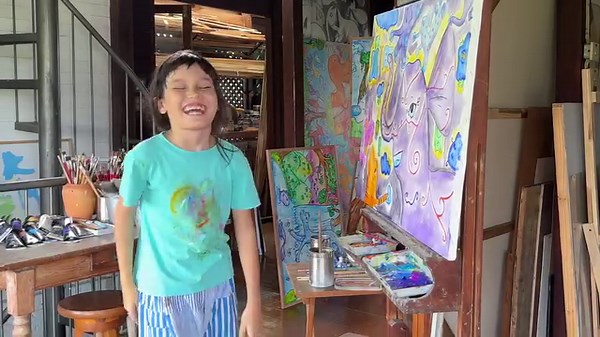 Emilie Painting Elephants in the River Kwai - Thailand | Paul Barton