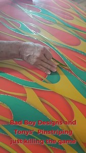 #pinstriping #pinstripes #custompaint #painthuffers #metalflake #livetopaint #freakyflake #badboy #badboydesigns #airbrush #custompaint #handmade #oldschool #custompainting #houseofkolor #pearl #badboy #artwork #artist #artwork #goodguys #hotrod #hotrods | Bad Boy Designs