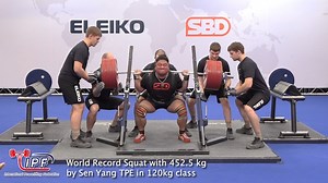 World Record Squat with 452.5 kg by Sen Yang TPE in 120kg class | International Powerlifting Federation - IPF