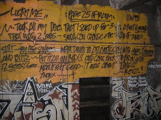 Revs & unusual graffiti: 200  diary pages painted in NYC subway tunnels
