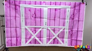 7x5FT Pink Barn Door Backdrop Western Rustic Farm Barnyard Wooden Door Photography Background Cowgirl Birthday BBQ Party Decor Photo Booth Props