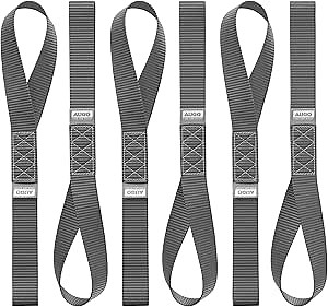 AUGO Heavy Duty Soft Loops –Pack of 6-1.5” x 17” Tie Down Anchor Straps for Use w/Ratchet Strap Hooks – 3000Lb Load Capacity & 10,000Lb Break Strength – Great for Motorcycle, Bike, Roof Rack, Etc.