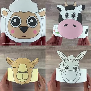 NATIVITY ANIMAL CRAFTS Find the paper hat template link in the comments👇 | Easy kids crafts and activities - Non-Toy Gifts