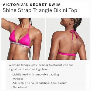 Victoria's secret very sexy shine strap triangle bikini swim top LARGE