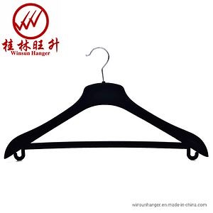 [Hot Item] Black Flocking Coated Velvet Suit Plastic Clothes Hanger