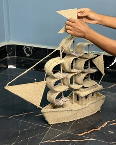 Boat model with Jute and cardboard _ Amazing #boat #jutecraft #cardboard #crafts | Deep's CRAFT