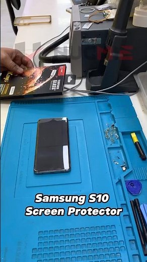 Shield Your Samsung S10: Tempered Glass Screen Protector Install! 📱 #samsungs10 #phoneaccessories