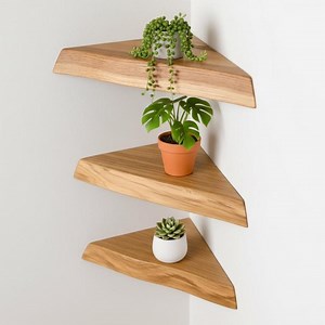 Handmade Oak Floating Corner Shelf, Minimalist Wood Wall Decor - Etsy UK