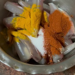 Natholi fry getting together . Crunchy Natholi fry (recipe👇🏻) 1.Natholi/Sardines-200 gm Clean the sardines and make marks/ slits on it.If you are using Natholi just clean them by pulling up the head. 2.Turmeric powder-1/4 tsp Ginger garlic paste-1 tsp (optional) Chilli powder-1 tsp Pepper Powder-1/2 tsp salt -1/4 tsp juice of 1/2 of a lime Rice powder-1-2 tsp In a bowl put the cleaned fish and add all the ingredients mentioned above except rice powder.Mix this. Add some water if needed.Refrige