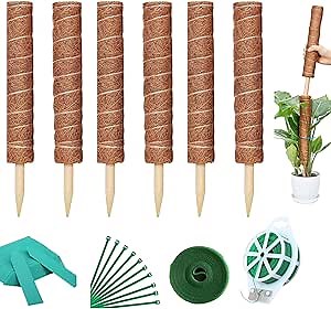 Moss Pole for Plants Monstera, 69 Inch Plant Support Stakes for Indoor Plants, 6 Pcs 15.7Inch Plant Moss Poles for Indoor Potted Climbing Plants Creepers, Plant Sticks Coco Coir pole