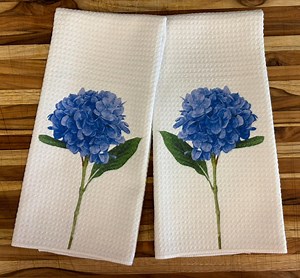 Blue Hydrangea Kitchen Towels Set: Floral Spring Decor, Absorbent Dish Cloths for Home - Etsy