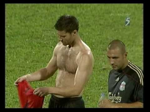 Shirtless Xabi Alonso Hairy and Sweaty