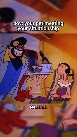 When your pet meets your situationship... Don’t pout, Jeep! 🙄 #Situationship #Datingadvice #Olive #Pets #Dogs #Cartoons #Vintagecartoons | Olive Oyl