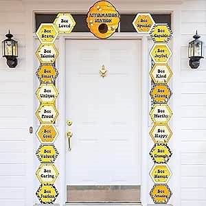 gisgfim Summer Bee Classroom Door Banner Back to School Positive Affirmation Door Decorations, Motivational Bee Hive Cutouts Sign Background for Classroom Bulletin Board Wall Office Home Welcome Decor