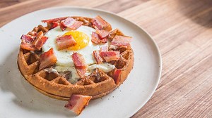 Start your weekend with our Crispy Yeasted Waffles. Click for the full recipe: chfstps.co/1PQCcev and gather everyone around your table. | ChefSteps