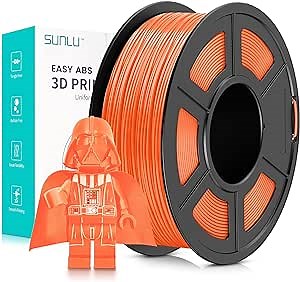 SUNLU ABS Filament 1.75mm, Low Printing Temperature ABS 3D Printer Filament, Not Required 3D Printer Enclosure or Filament Dryer, Neatly Wound 3D Printing Filament, 1KG Spool, Easy ABS,Sunny Orange