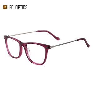[Hot Item] Transparent Myopia Spectacle Acetate and Metal Rectangle Combination Prescription Eyeglass Frame