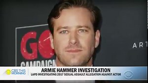 11K views · 100 reactions | Actor Armie Hammer is under investigation for an alleged sexual assault. Los Angeles police say Hammer is the main suspect in a case that was reported to authorities last month. LAPD provided no further details, and would not say who made the claim. Lilia Luciano reports. | CBS Mornings | Facebook