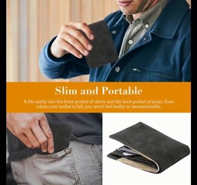Wallet for Men, Slim Minimalist Front Pocket Leather Rfid Blocking Bifold Mens Wallets,Travel Wallet for Men