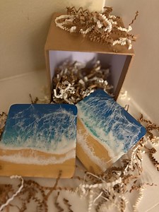 Two Handmade Resin Ocean Design Coasters From Florida to Your Coffee Table! - Etsy