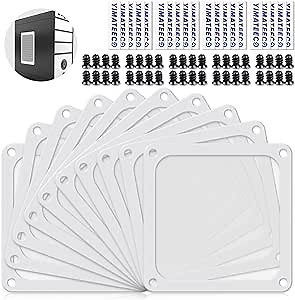 Dust Filter PC 140mm for Computer Cooler/PSU/Routers Nylon 80 Mesh, Magnetic Frame PC Fan Dust Mesh PC Cooler Filter Dustproof Computer Fan Grills (Nylon, 140 * 140mm, 10pcs, White)