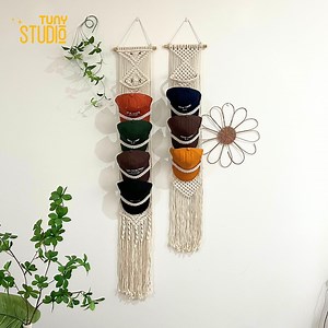 Cap Rack Wall Hanging, Macrame Cap Hanger for Wall, Hat Storage, Ball Cap Rack, Wall Mounted Hat Display, Trucker Cap Holder, Gift for Him - Etsy