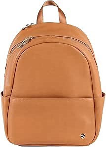 Little Unicorn Skyline Backpack – Diaper, Work, Travel Bag with Changing Pad - Premium Vegan Leather – Lightweight & Durable Design – 5 Interior Pockets – Easily Wipes Clean (Cognac)
