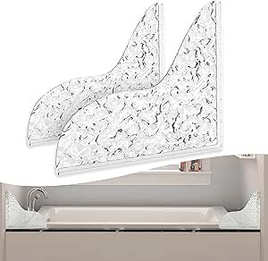 Shower Splash Guard Corner for Tub, Water Ripples Bath Acrylic Tub Water Splash Guard, 2Pcs Shower Corner Water Guards to Keep Water in Shower,Tub Ropper Splash Guard with Self Adhesive
