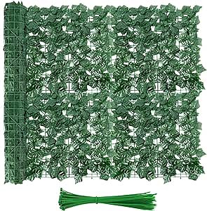 Expandable Faux Privacy Fence, 197" x 39" Artificial Leaf Privacy Wall Outdoor Patio, Green Fence Privacy Screen Porch Privacy for Garden Decoration