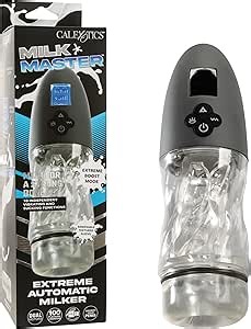 CalExotics Milk Master Extreme Automatic Milker, Over 100-Combination Rechargeable Vibrating Male Masturbator with Ultra-Tight and Textured Sleeve Black SE-5550-35-3