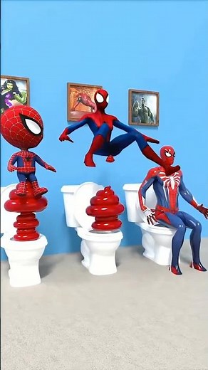 **Spiderman Poop Contest! Who Has the Biggest Poop? 💩🤣**#funnyanimation #blenderanimation