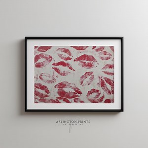 Red Lipstick Kiss Art Print, Valentine Wall Art, Flirty Love Printable Artwork for Bedroom Decor 12994 - Etsy