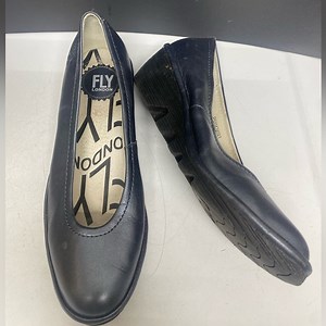 Fly London Yaz Blue Leather Wedge Slip On Shoes Size 39