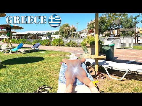 BEACH WALK 🌟 Rhodes Greece 🏖 Bikini Beach in Hot day 🥵