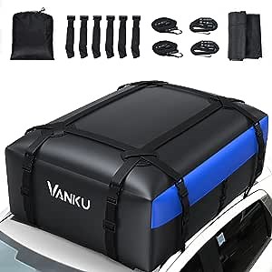 Vanku Rooftop Cargo Carrier Bag 22 Cu Ft 100% Waterproof Car Top Carrier, Abrasion Resistant 840D PVC, Waterproof Zipper/Reinforced Straps for All Vehicles with/Without Rack