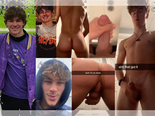 Football university jock showing hole, jerkin & cumming